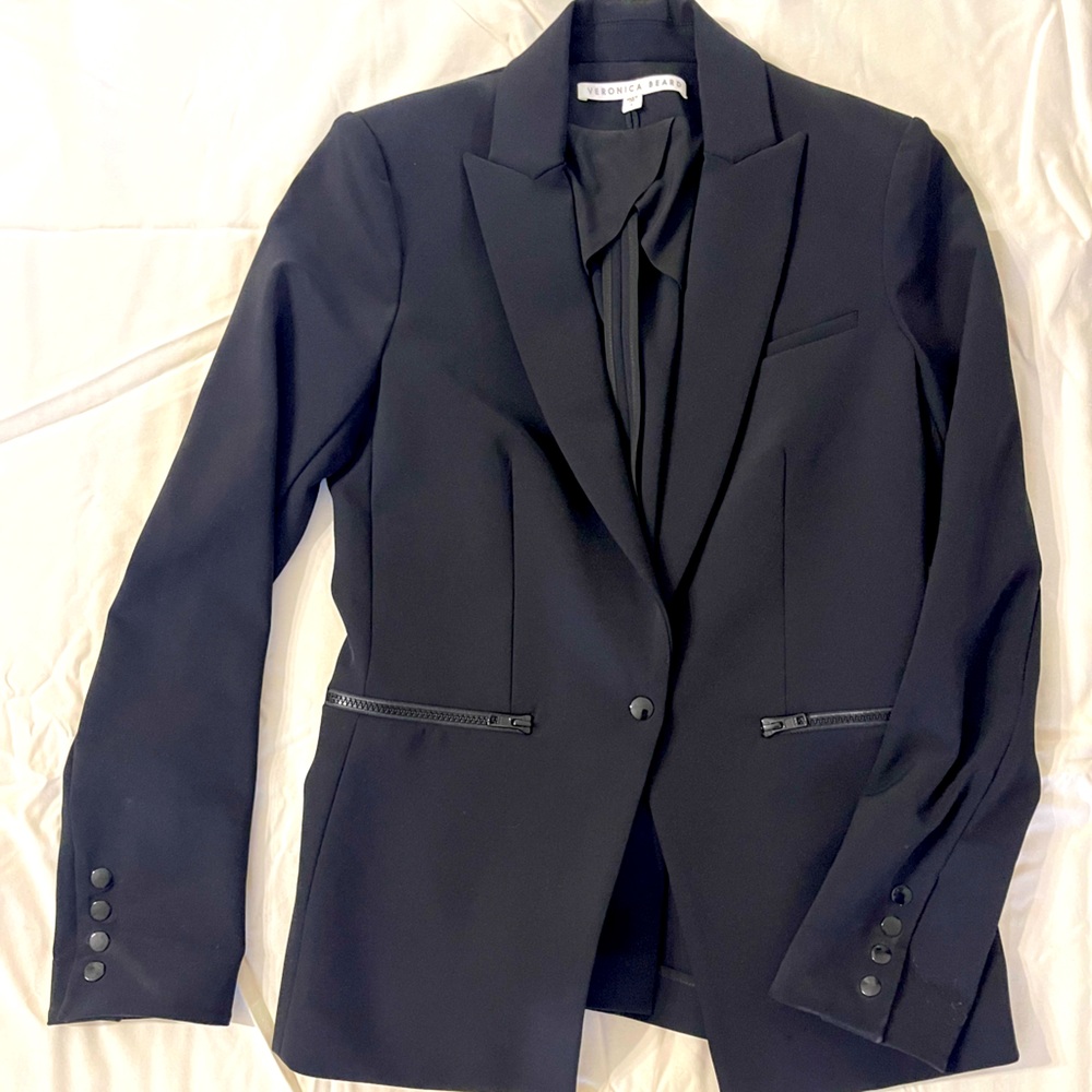 Black blazer with zipper pockets